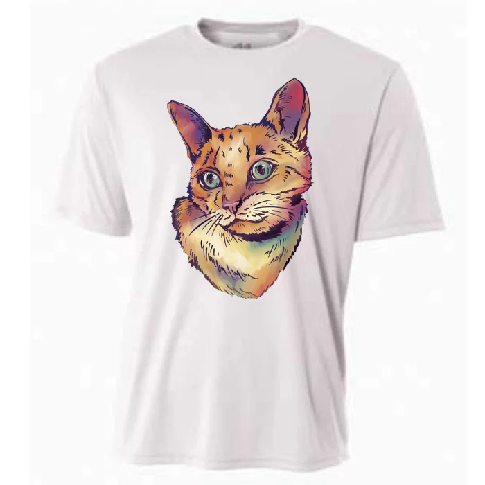 Watercolor Cute Cat Cooling Performance Crew T-Shirt