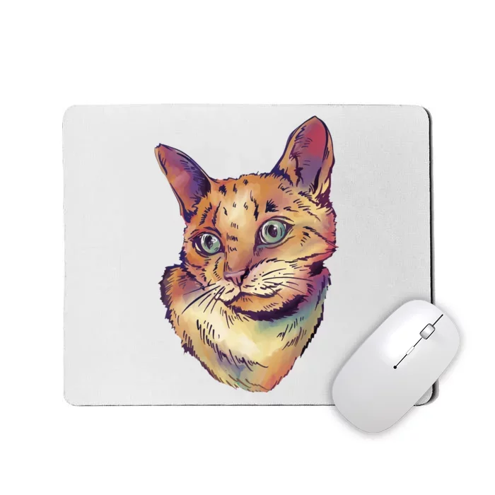 Watercolor Cute Cat Mousepad