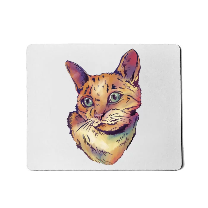 Watercolor Cute Cat Mousepad