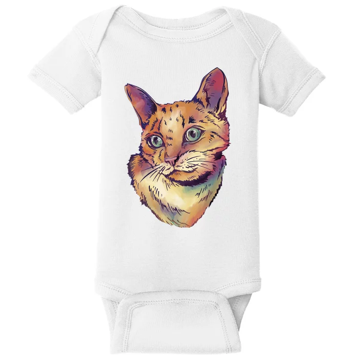 Watercolor Cute Cat Baby Bodysuit