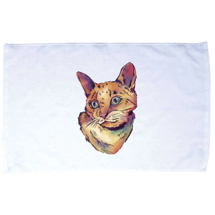 Watercolor Cute Cat Microfiber Hand Towel