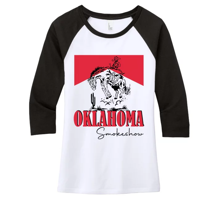 Western Country Cowboy Rodeo Smokeshow Music Howdy Skull Women's Tri-Blend 3/4-Sleeve Raglan Shirt