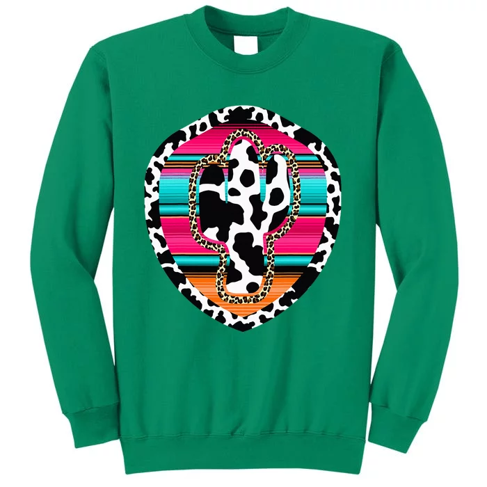 Western Cow Cactus Leopard Cheetha Serape Turquoise Pink Sweatshirt