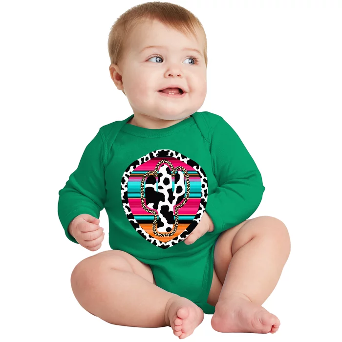 Western Cow Cactus Leopard Cheetha Serape Turquoise Pink Baby Long Sleeve Bodysuit