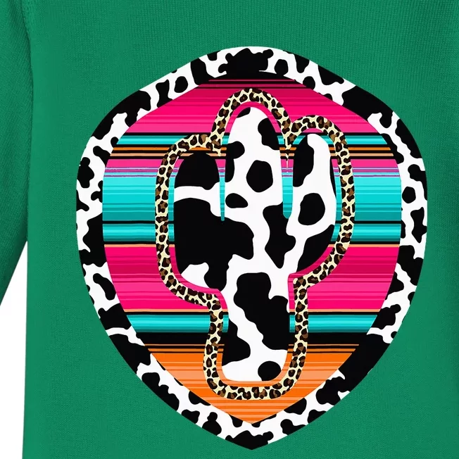 Western Cow Cactus Leopard Cheetha Serape Turquoise Pink Baby Long Sleeve Bodysuit