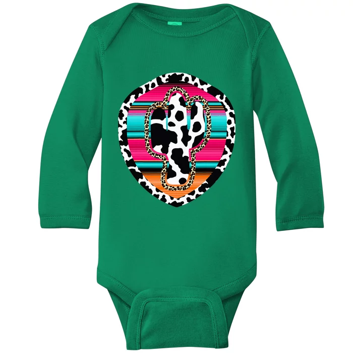 Western Cow Cactus Leopard Cheetha Serape Turquoise Pink Baby Long Sleeve Bodysuit