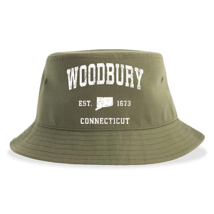 Woodbury Connecticut Ct Vintage Athletic Sports Sustainable Bucket Hat