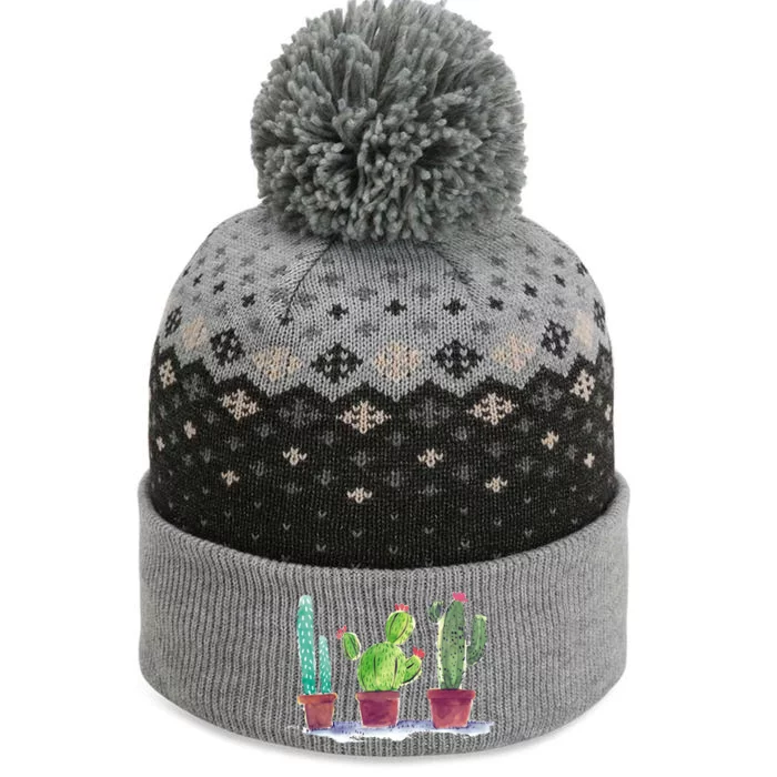 Watercolor Cacti Cactus Classic The Baniff Cuffed Pom Beanie