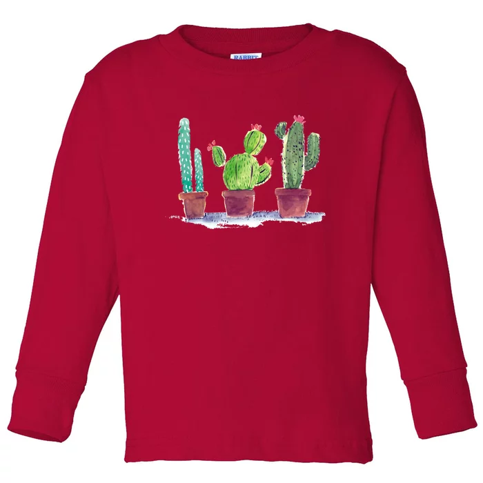 Watercolor Cacti Cactus Classic Toddler Long Sleeve Shirt