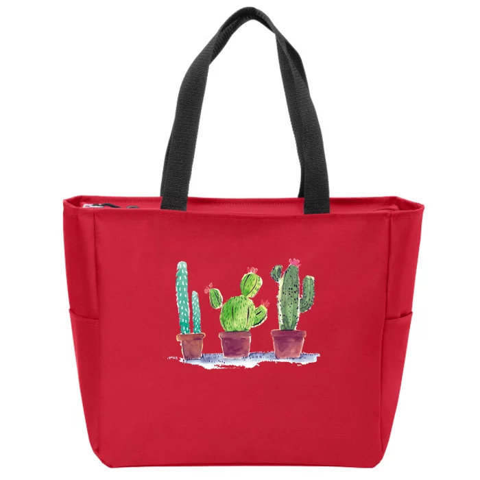 Watercolor Cacti Cactus Classic Zip Tote Bag