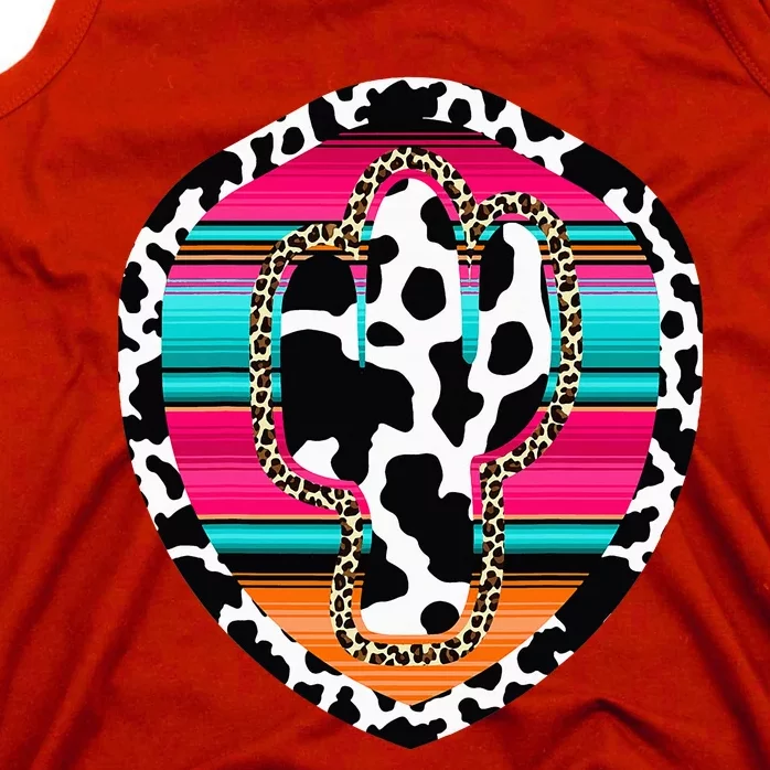 Western Cow Cactus Leopard Cheetha Serape Turquoise Pink Tank Top