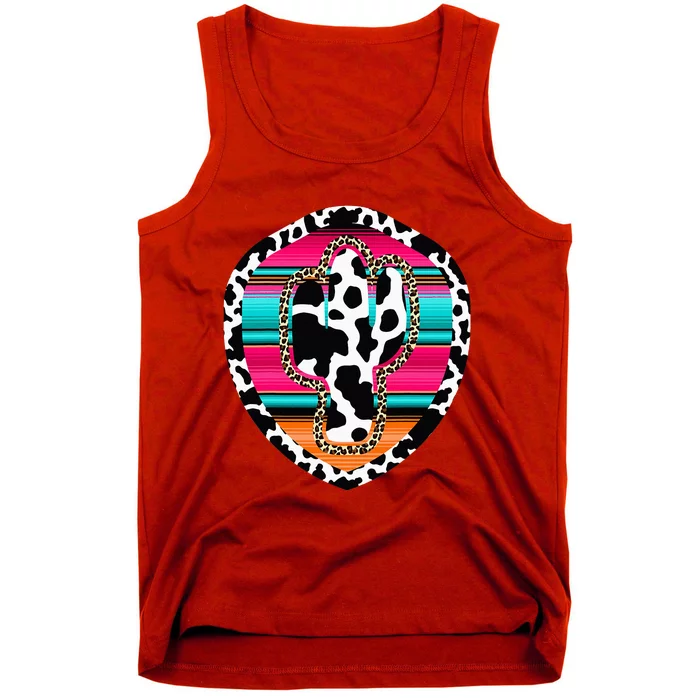 Western Cow Cactus Leopard Cheetha Serape Turquoise Pink Tank Top