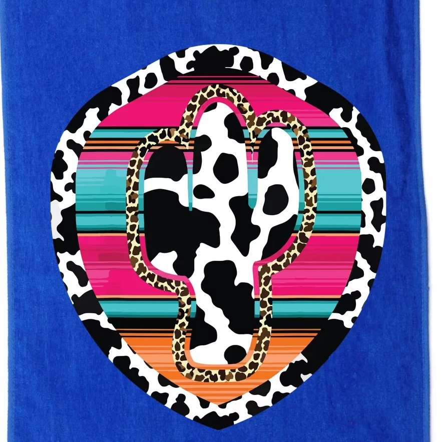 Western Cow Cactus Leopard Cheetha Serape Turquoise Pink Platinum Collection Golf Towel