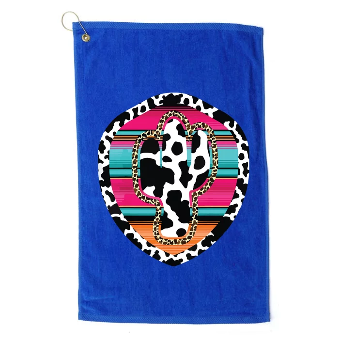 Western Cow Cactus Leopard Cheetha Serape Turquoise Pink Platinum Collection Golf Towel