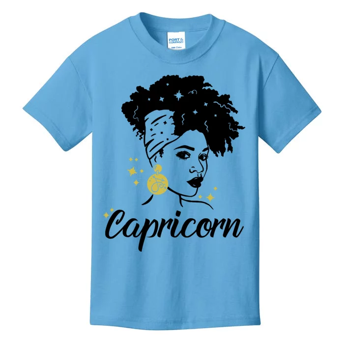 Wo Cute Capricorn Queen Zodiac Lover Messy Bun Gift Kids T-Shirt