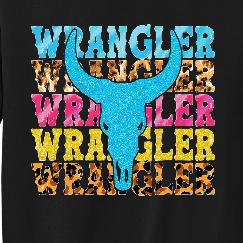 Wrangler Cowhide Cow Skull Cow Print Wrangler Tall Sweatshirt