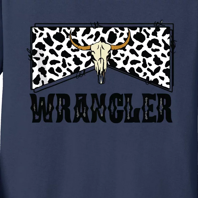 Wrangler Cowhide Cow Skull Cow Print Wrangler Tank Top Kids Long Sleeve Shirt