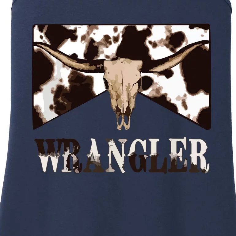 Wrangler Cowhide Cow Skull Cow Print Wrangler Ladies Essential Tank