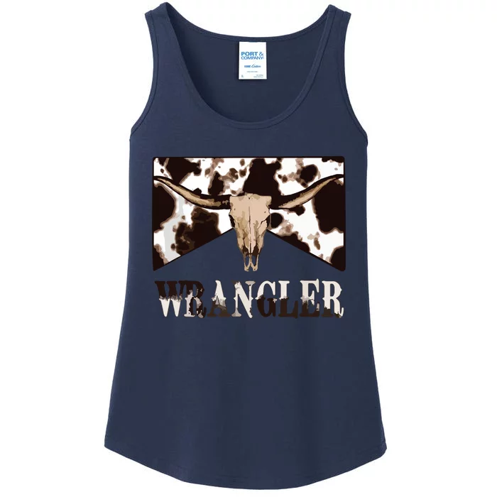 Wrangler Cowhide Cow Skull Cow Print Wrangler Ladies Essential Tank