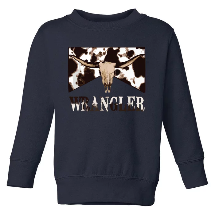 Wrangler Cowhide Cow Skull Cow Print Wrangler Toddler Sweatshirt