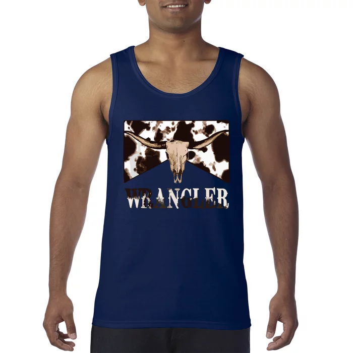 Wrangler Cowhide Cow Skull Cow Print Wrangler Tank Top