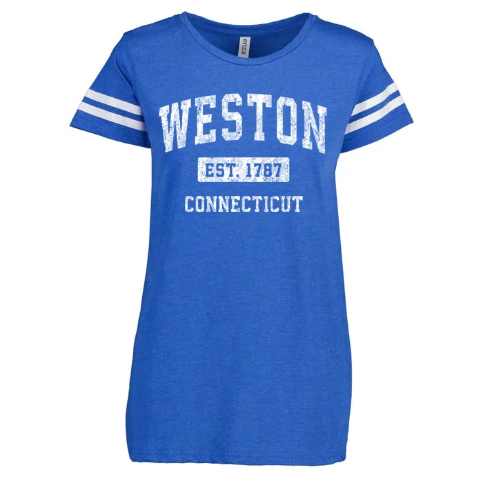 Weston Connecticut Ct Vintage Established Sports Design Black Design Enza Ladies Jersey Football T-Shirt