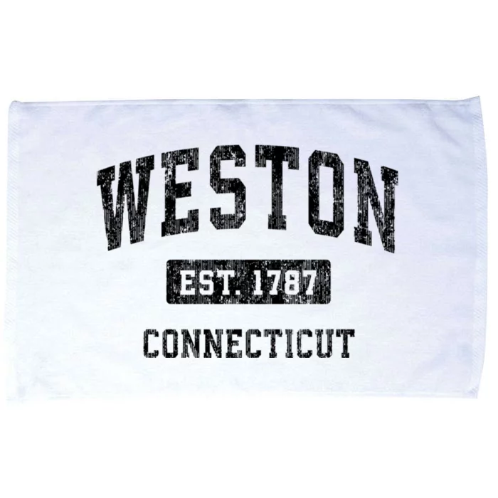 Weston Connecticut Ct Vintage Established Sports Design Black Design Microfiber Hand Towel