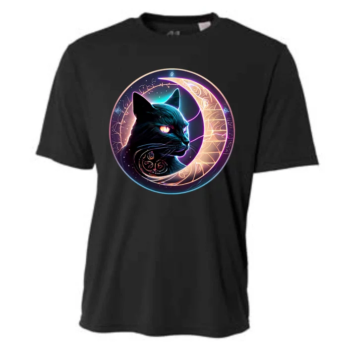 Witchy Celestial Cagift Crescent Moon Witches Familiar Gift Cooling Performance Crew T-Shirt