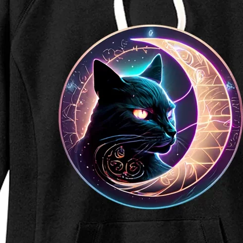 Witchy Celestial Cagift Crescent Moon Witches Familiar Gift Women's Fleece Hoodie