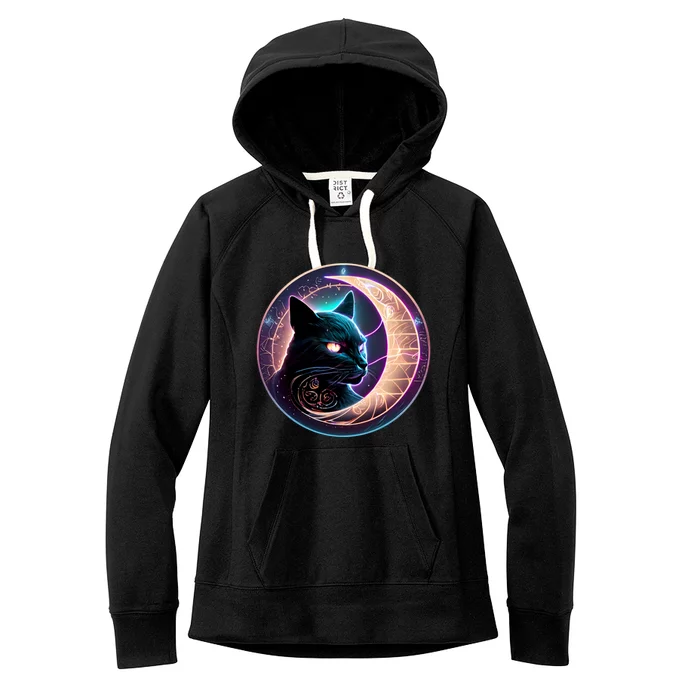 Witchy Celestial Cagift Crescent Moon Witches Familiar Gift Women's Fleece Hoodie