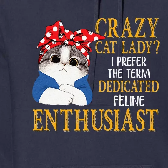 Womens Crazy Cat Lady I Prefer The Term Dedicated Feline Enthusiast Premium Hoodie