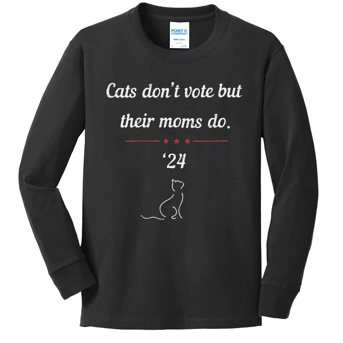 Women Cats Dont Vote But Their Moms Do President 2024 Election Gift Kids Long Sleeve Shirt