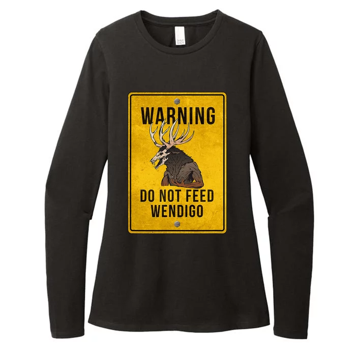 Wendigo Cryptid Do Not Feed Wendigo Warning Sign Womens CVC Long Sleeve Shirt