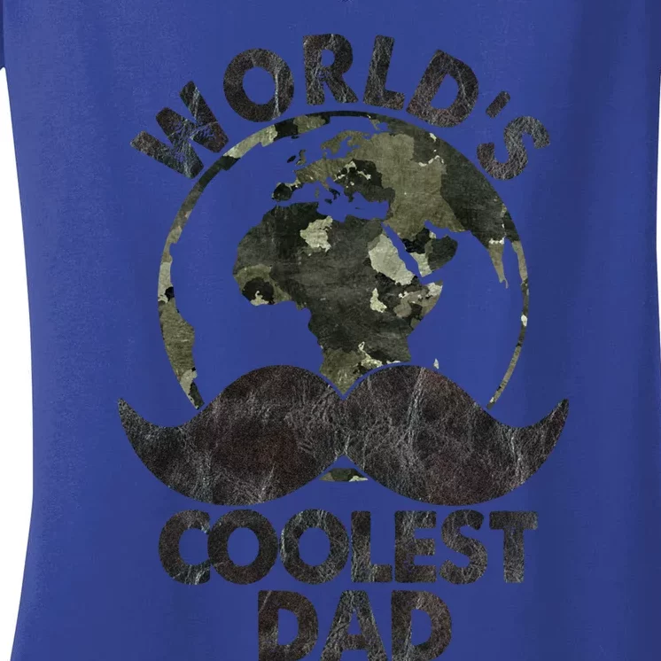 Worlds Coolest Dad Funny Fathers Day Meaningful Gift Women's V-Neck T-Shirt