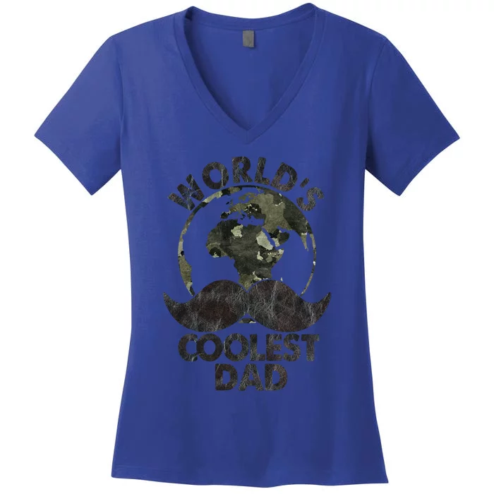 Worlds Coolest Dad Funny Fathers Day Meaningful Gift Women's V-Neck T-Shirt