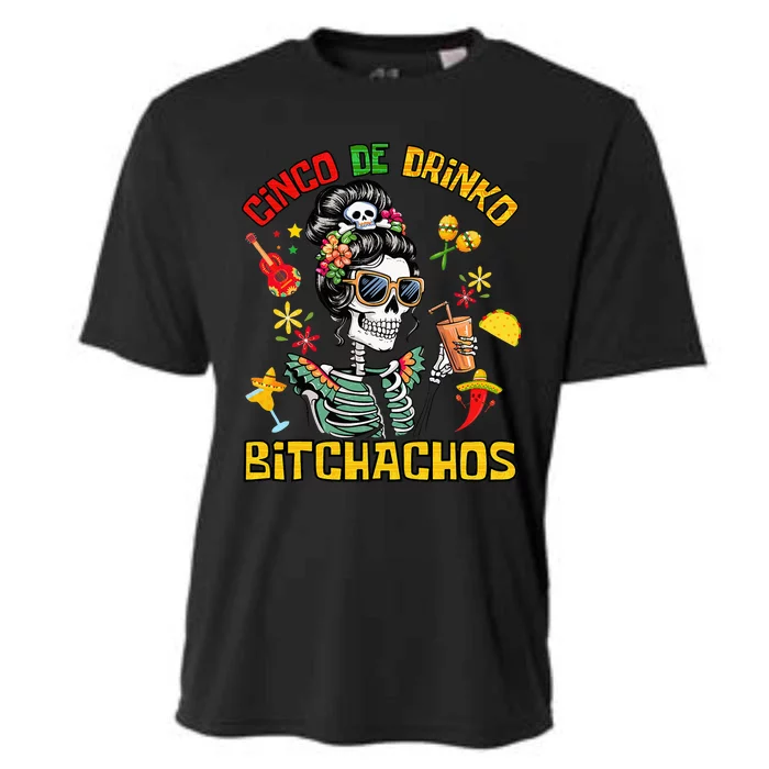 Women Cinco De Drinko Bitchachos Cinco De Mayo Drinking Cooling Performance Crew T-Shirt