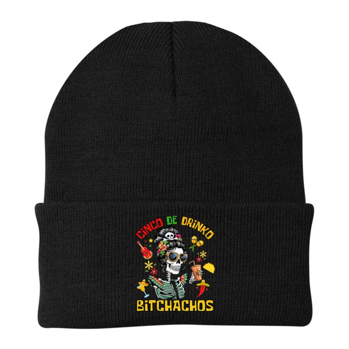 Women Cinco De Drinko Bitchachos Cinco De Mayo Drinking Knit Cap Winter Beanie