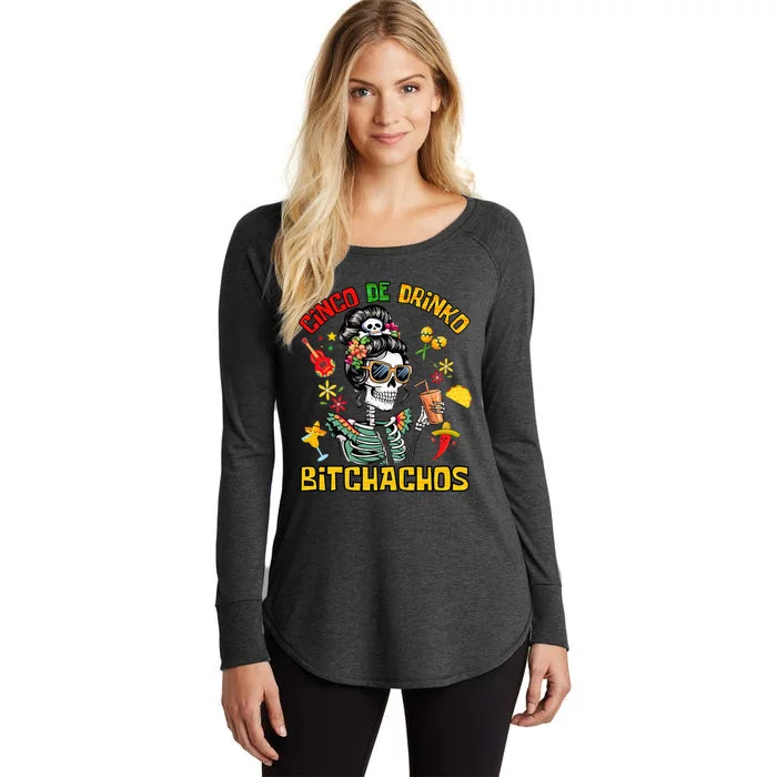 Women Cinco De Drinko Bitchachos Cinco De Mayo Drinking Women's Perfect Tri Tunic Long Sleeve Shirt