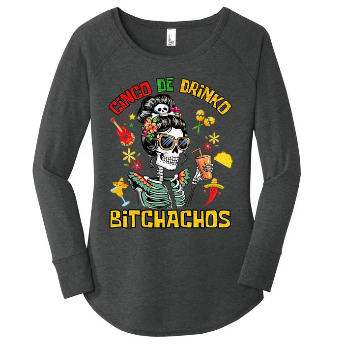 Women Cinco De Drinko Bitchachos Cinco De Mayo Drinking Women's Perfect Tri Tunic Long Sleeve Shirt