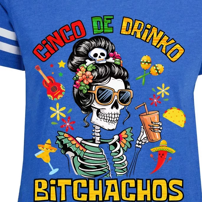 Women Cinco De Drinko Bitchachos Cinco De Mayo Drinking Enza Ladies Jersey Football T-Shirt