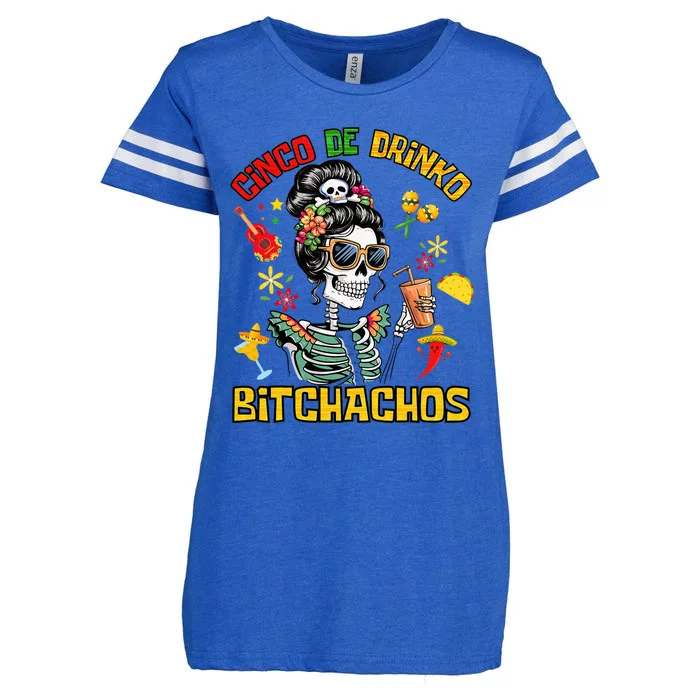 Women Cinco De Drinko Bitchachos Cinco De Mayo Drinking Enza Ladies Jersey Football T-Shirt