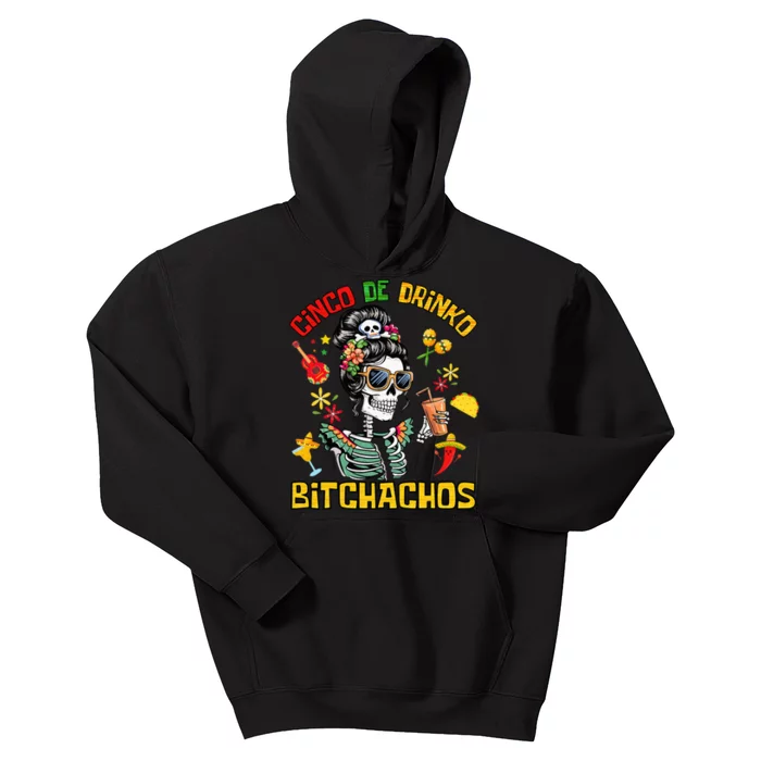 Women Cinco De Drinko Bitchachos Cinco De Mayo Drinking Kids Hoodie