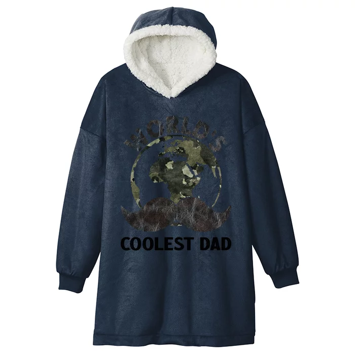 Worlds Coolest Dad Moustache Fathers Day Papa Daddy Cute Gift Hooded Wearable Blanket