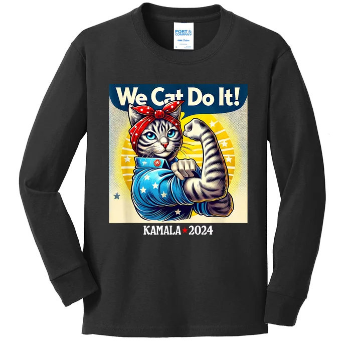 We Cat Do It Kamala Harris Supporter Childless Cat Ladies Kids Long Sleeve Shirt