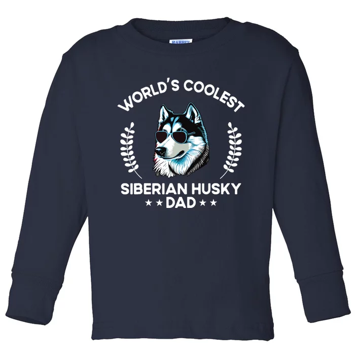 Worlds Coolest Dog Dad Papa Men Siberian Husky Toddler Long Sleeve Shirt