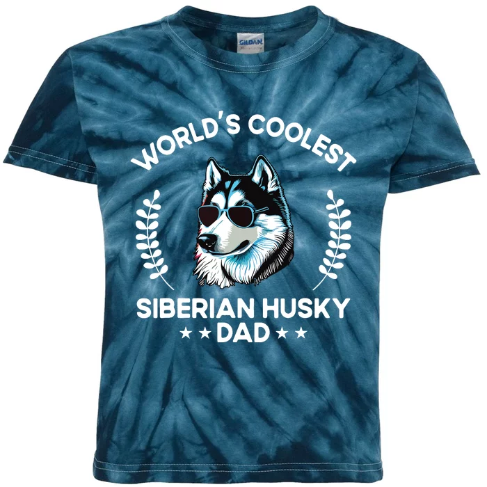 Worlds Coolest Dog Dad Papa Men Siberian Husky Kids Tie-Dye T-Shirt