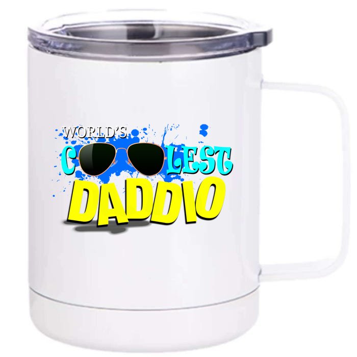 Worlds Coolest Daddio Fathers Day Cool Dad Gift Front & Back 12oz Stainless Steel Tumbler Cup