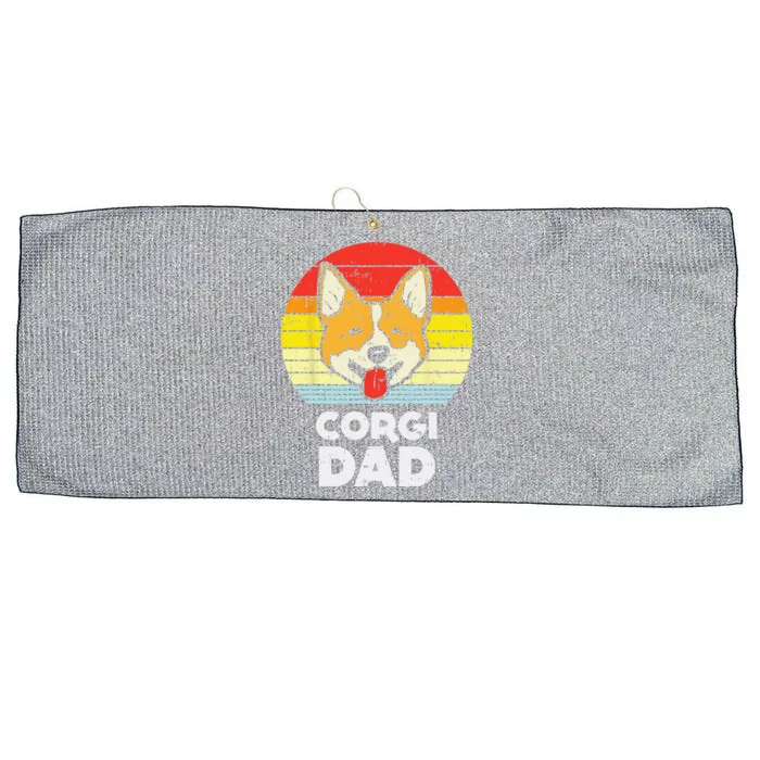 Welsh Corgi Dad Sunset Retro Fathers Day Dog Lover Gift Large Microfiber Waffle Golf Towel