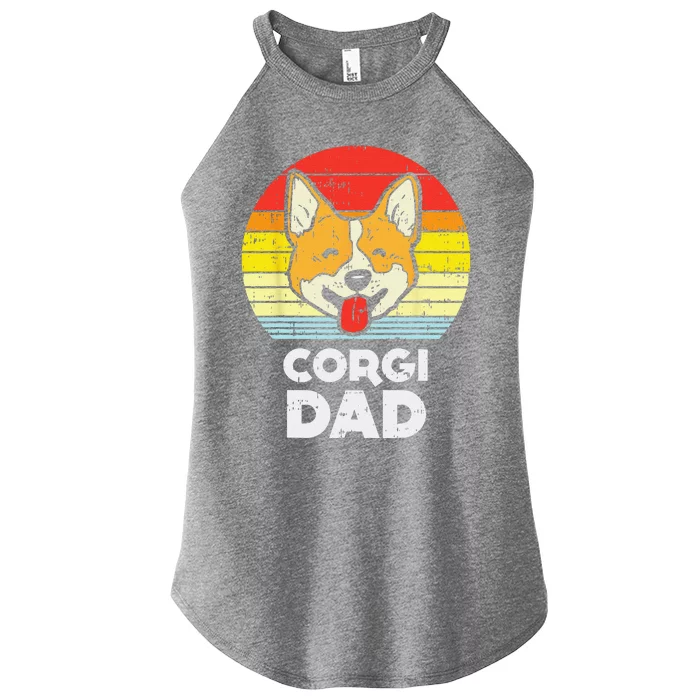 Welsh Corgi Dad Sunset Retro Fathers Day Dog Lover Gift Women’s Perfect Tri Rocker Tank