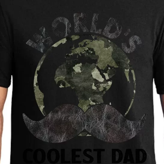 Worlds Coolest Dad Moustache Fathers Day Papa Daddy Gift Pajama Set